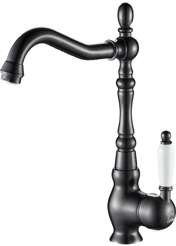 Bateria zlewozmywakowa stojąca z wylewką L Laveo Evora czarny BAE_765D