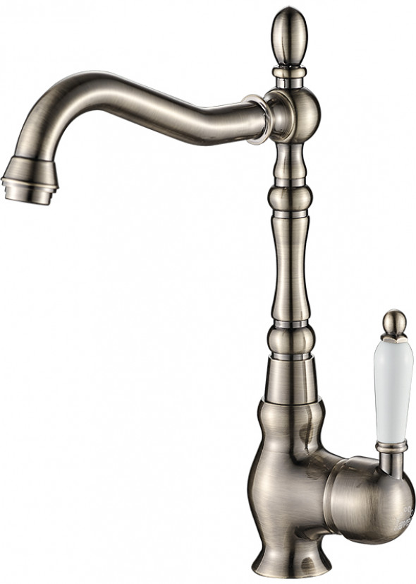 Bateria zlewozmywakowa stojąca z wylewką L Laveo Evora mosiądz antyczny BAE_565D