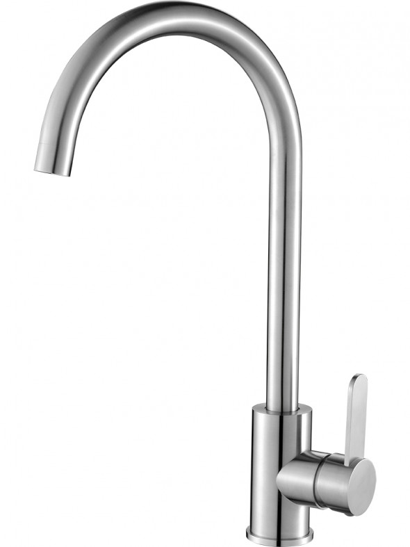 Bateria zlewozmywakowa stojąca z wylewką U Laveo Bona stal szczotkowana 304 BAB_268D