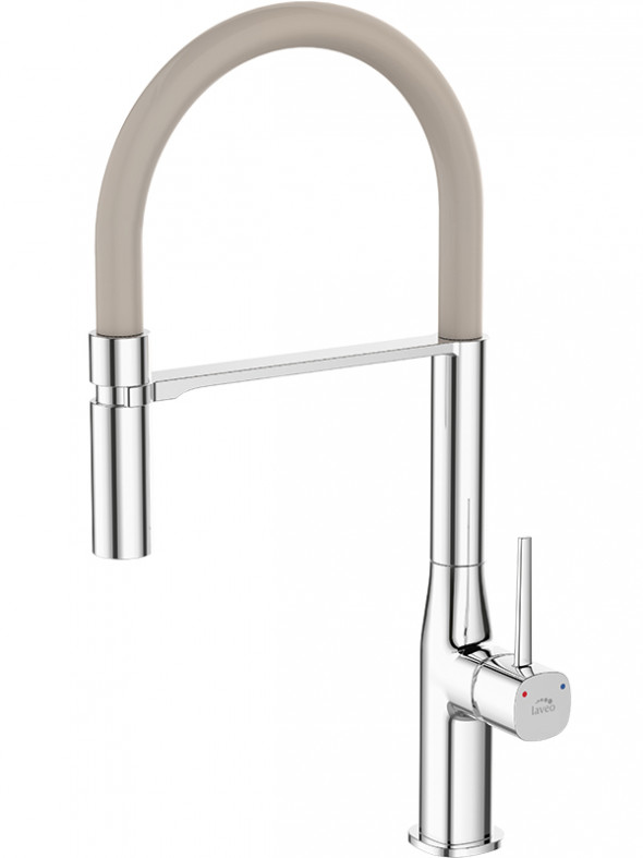 Bateria zlewozmywakowa stojąca z wylewką U Laveo Pola chrom/beżowy BAP_478D