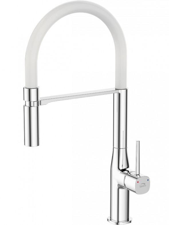 Bateria zlewozmywakowa stojąca z wylewką U Laveo Pola chrom/biały BAP_678D