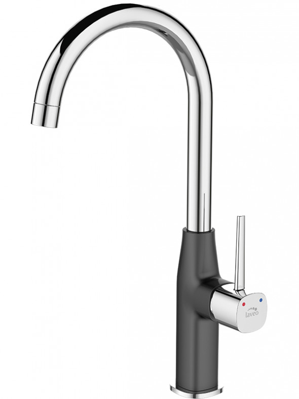 Bateria zlewozmywakowa stojąca z wylewką U Laveo Pola chrom/czarny BAP_768D