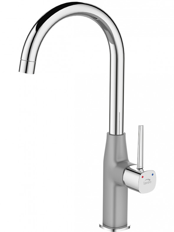 Bateria zlewozmywakowa stojąca z wylewką U Laveo Pola chrom/szary BAP_968D