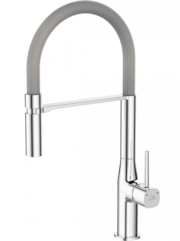 Bateria zlewozmywakowa stojąca z wylewką U Laveo Pola chrom/szary BAP_968D