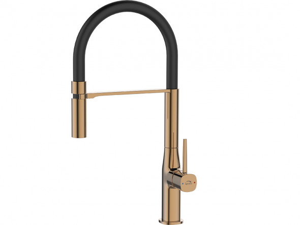 Bateria zlewozmywakowa stojąca z wylewką U Laveo Pola różowe złoto/czarny BAP_878D