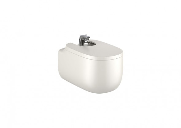Bidet podwieszany z otworami pod pokrywę bidetową Roca Beyond 58x39,5 cm beżowy A3570B6650