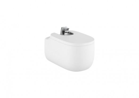 Bidet podwieszany z otworami pod pokrywę bidetową Roca Beyond 58x39,5 cm biały matowy A3570B6620