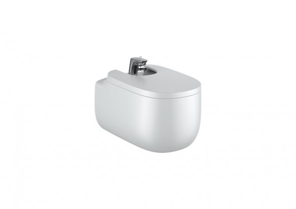 Bidet podwieszany z otworami pod pokrywę bidetową Roca Beyond 58x39,5 cm perłowy A3570B6630