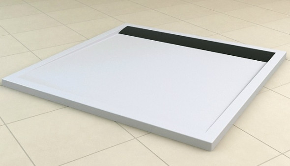 Brodzik konglomeratowy kwadratowy SanSwiss Ronal Ila WIQ 80x80 biały/czarny WIQ0800604