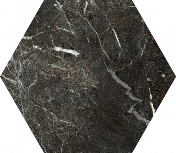 Dekoracja podłogowa Paradyż Tosi Brown Hexagon Poler 17,1x19,8 cm