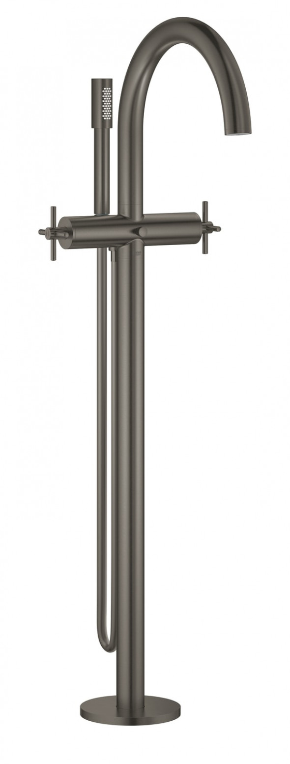 GROHE Atrio - 2-uchwytowa bateria wannowa do montażu podłogowego z zestawem punktem Brushed Hard Graphite 25044AL3