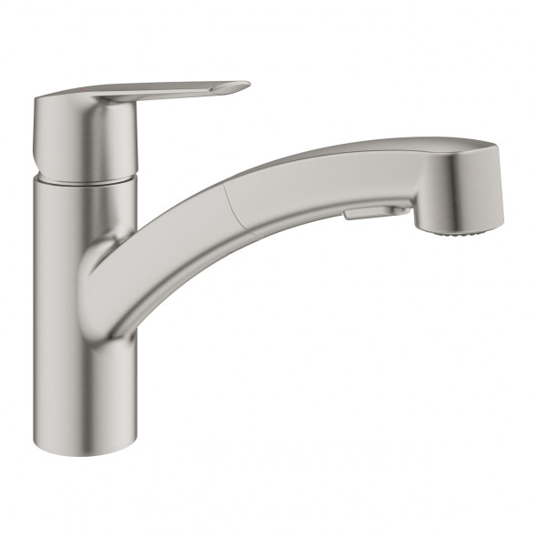 GROHE QuickFix Start bateria kuchenna, średnia wylewka, 2 strumienie wody, stal nierdzewna 30531DC1