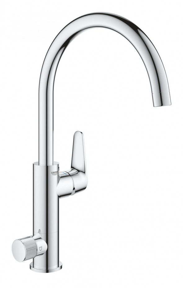 Jednouchwytowa bateria kuchenna z funkcją filtrowania wody Grohe Blue Pure BauCurve chrom 31723000
