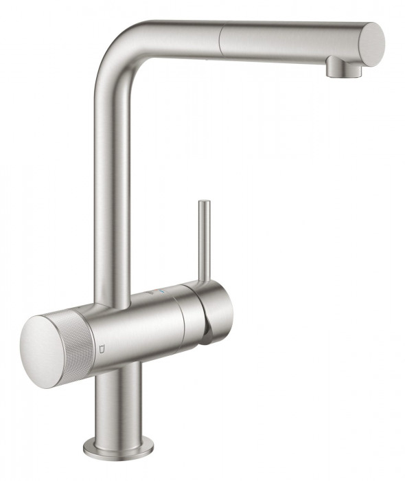 Jednouchwytowa bateria kuchenna z funkcją filtrowania wody Grohe Blue Pure Minta stal nierdzewna 31721DC0