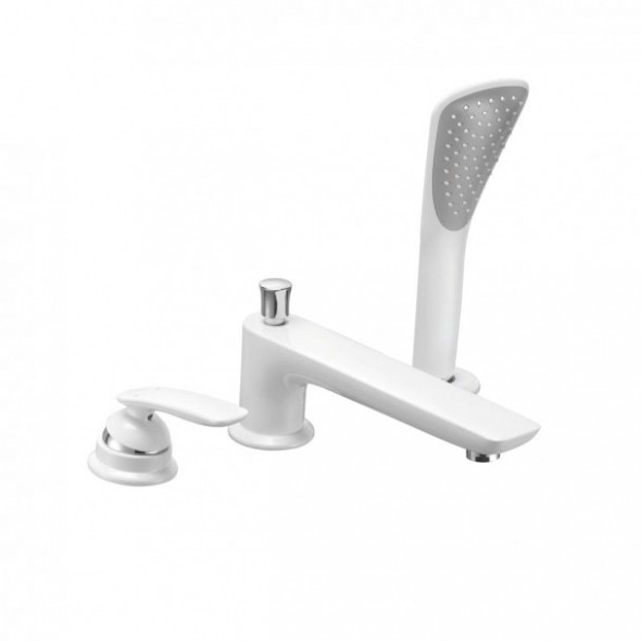 Jednouchwytowa bateria wannowo-natryskowa Kludi Balance trójotworowa, dł. wyl. 220 mm biały/chrom 524479175