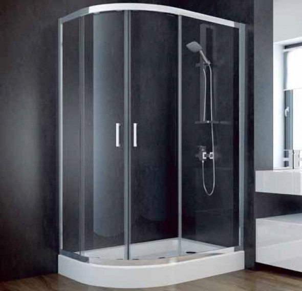 Kabina asymetryczna mrożone szkło Besco Modern 100x80x185 cm MA-100-80-M