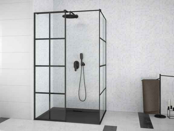 Kabina prostokątna Walk-In przejrzyste szkło Besco Excea 100x80x190 cm EXC-108-190B