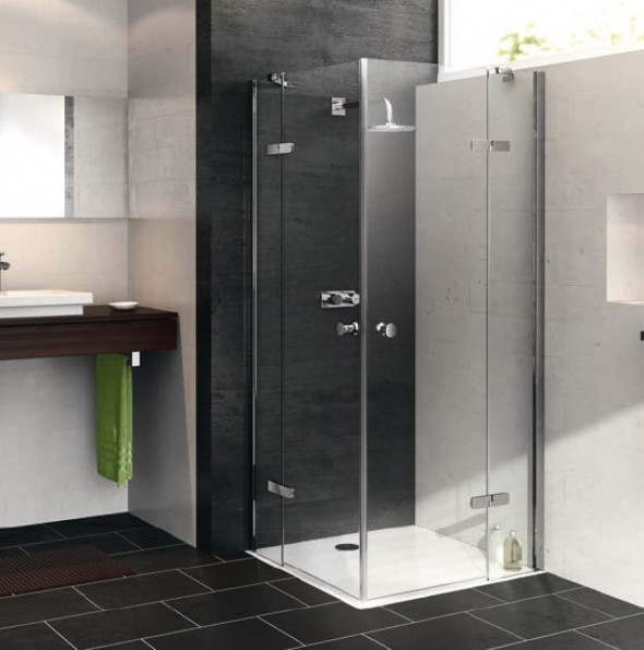 Kabina skrzydłowa 4-kątna ze stałymi segmentami Huppe Enjoy pure 90x90cm montaż na brodziku 4T3302.087.322 Anti-plaque