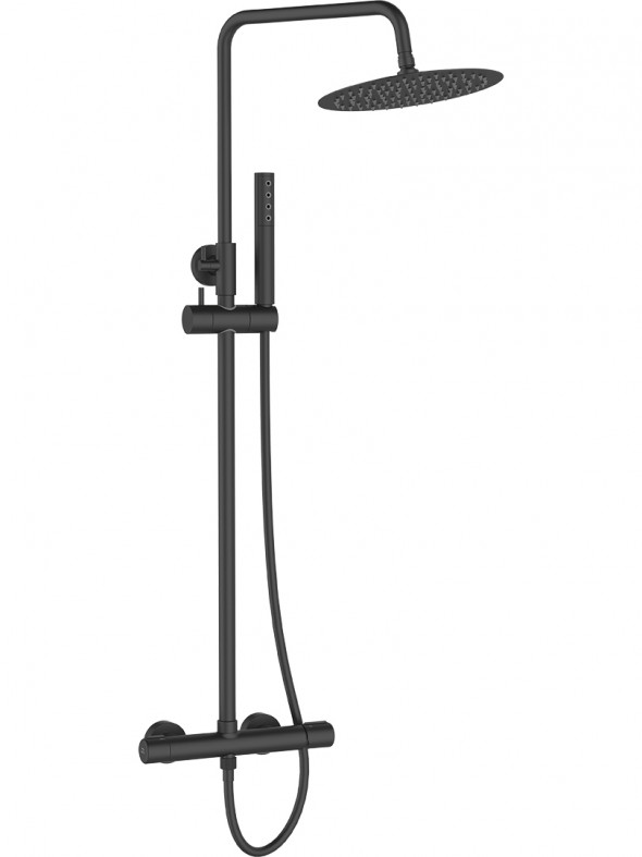 Kolumna natryskowa z baterią Laveo Pretto czarny PLP_70OB