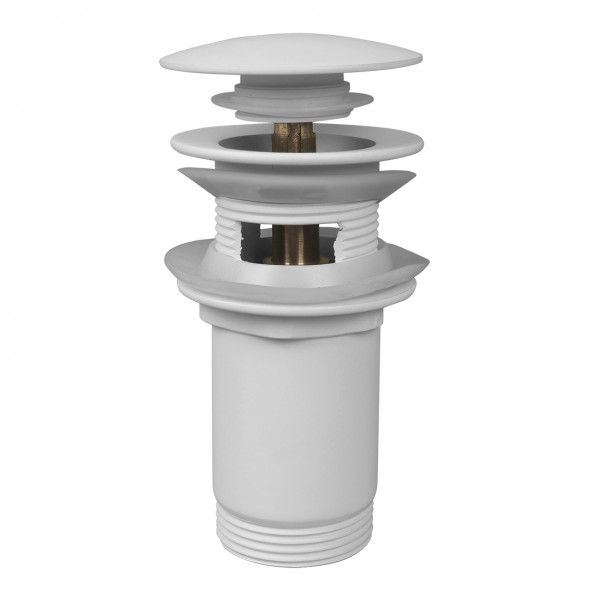 Korek klik klak duży okrągły z przelewem i tuleją Laveo biały CKK_62R3