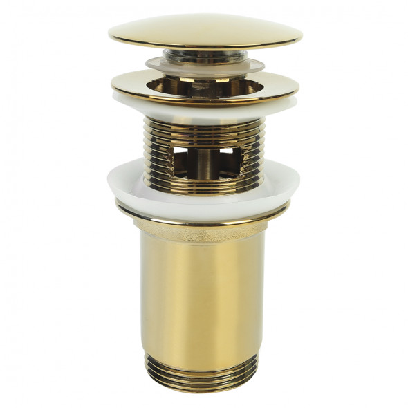 Korek klik klak duży okrągły z przelewem i tuleją Laveo złoty CKK_G2R3