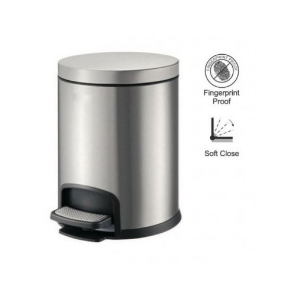 Kosz pedałowy PREMIUM okrągły 8 L Stella srebrny 20.20108 _