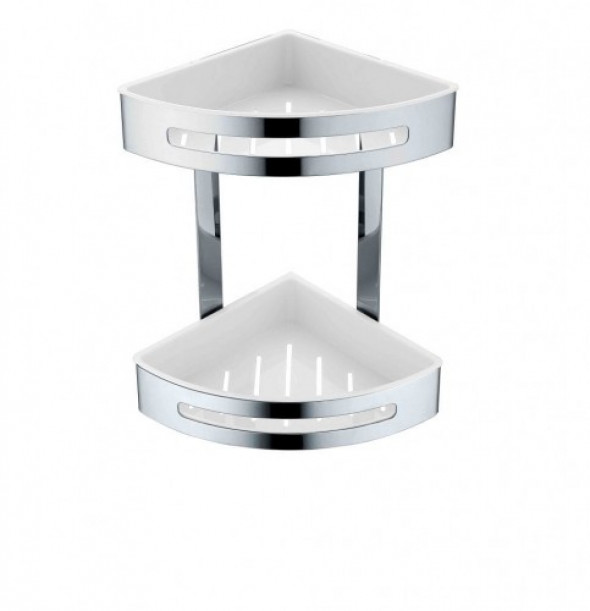 Koszyk podwójny narożny Stella biały/stal 16.072