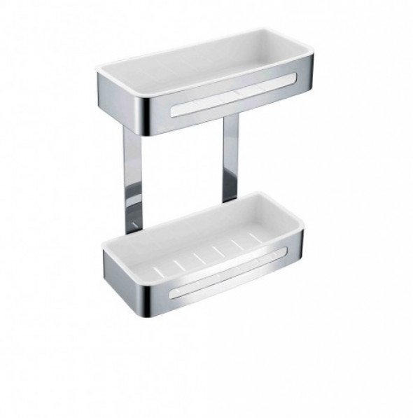 Koszyk podwójny Stella biały/stal poler 16.071