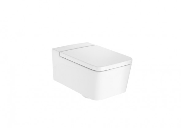 Miska WC podwieszana Roca Inspira Square Rimless 56x37cm + Deska WC wolnoopadająca A346537000+A80153200B
