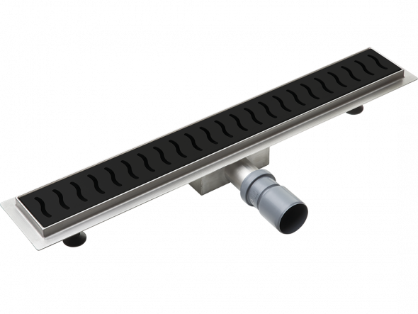 Odpływ liniowy z rusztem ze wzorem 1000 mm Laveo Ronda czarny COV_711D