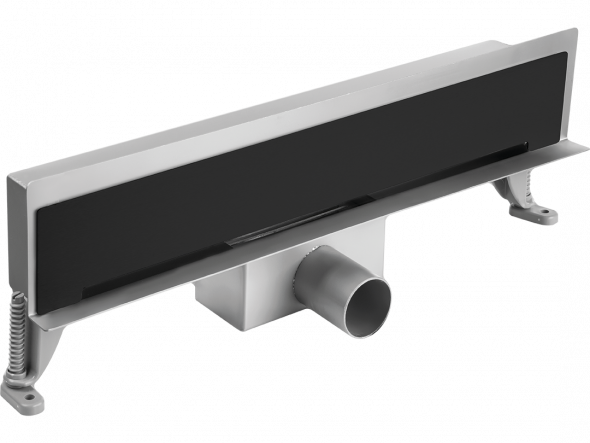 Odpływ ścienny z pełnym rusztem 400 mm Laveo Burgo czarny COR_741D