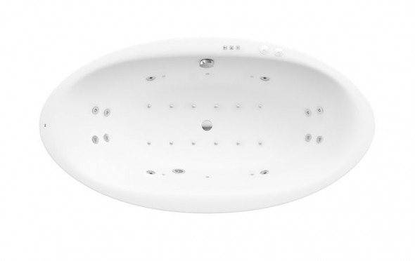 Owalna wanna akrylowa z hydromasażem Smart WaterAir Plus Roca Aura 190x100 cm biały A24T267000