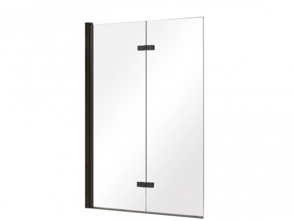 Parawan nawannowy czarny 2-skrzydłowy przejrzyste szkło Besco Lumix Black 100x145 cm PLB-2S