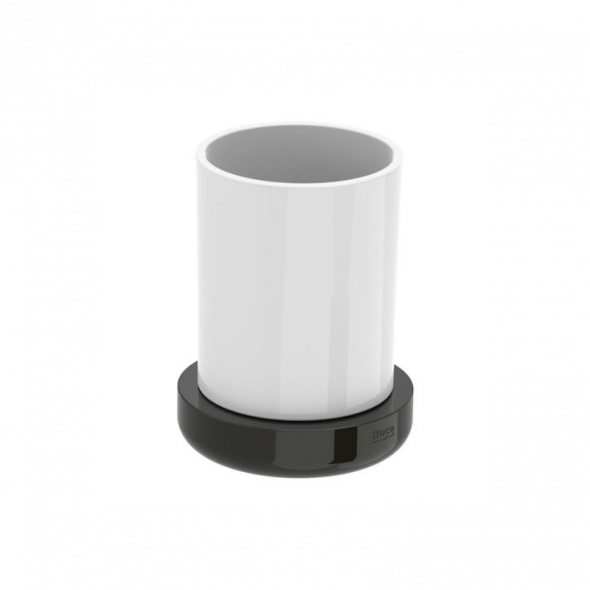 Pojemnik na szczoteczki nablatowy szklany Roca Tempo 11,2×8,7 cm Roca Titanium black A817022022