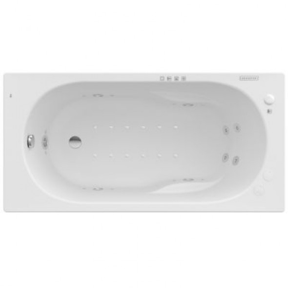 Prostokątna wanna akrylowa z hydromasażem Effects Gold Opcja Roca Genova N 160x75 cm biały A24T368000
