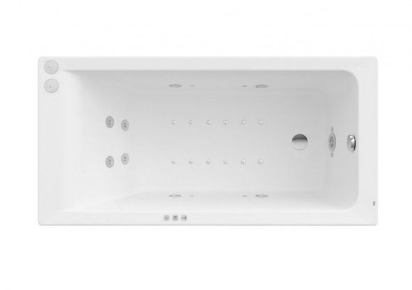 Prostokątna wanna akrylowa z hydromasażem Effects Gold Roca Easy 170x75 cm biały 	A24T337000