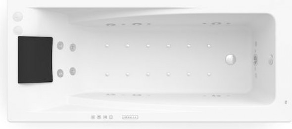 Prostokątna wanna akrylowa z hydromasażem Effects Gold Roca Hall 170x75 cm biały A24T391000