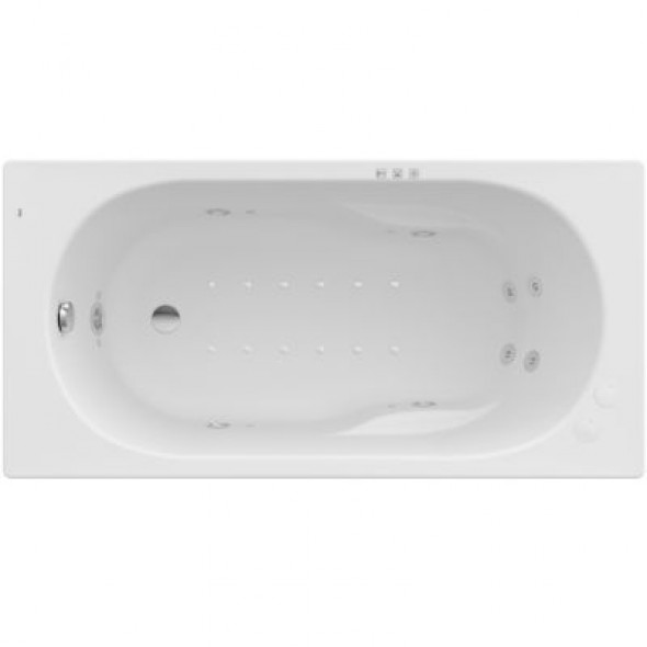 Prostokątna wanna akrylowa z hydromasażem Smart WaterAir Plus Opcja Roca Genova N 170x75 cm biały A24T378000