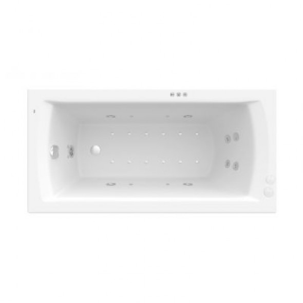 Prostokątna wanna akrylowa z hydromasażem Smart WaterAir Plus Roca Linea 180x80 cm biały A24T062000