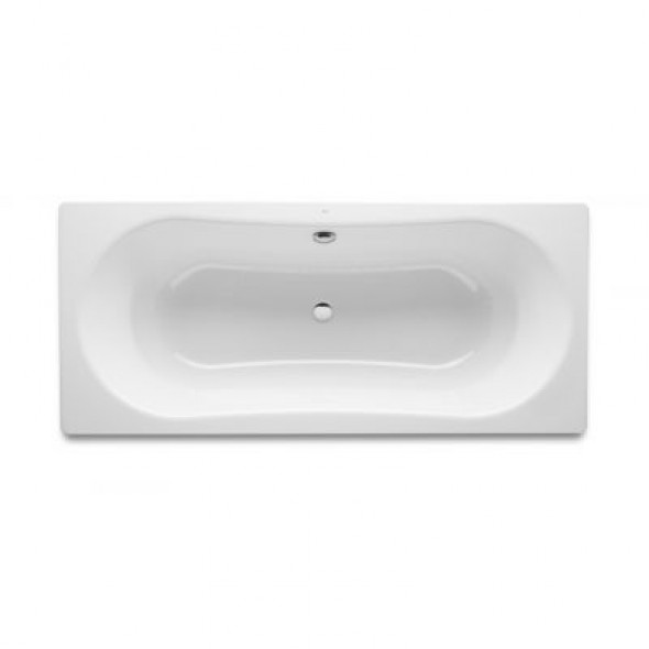 Prostokątna wanna stalowa z powierzchnią antypoślizgową (o grubości 3,5mm) Roca Duo Plus 180x80 cm biały A221670000