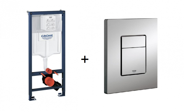 Stelaż Grohe Rapid SL do WC ściennego 38536001 + Przycisk uruchamiający Grohe Skate Cosmopolitan 38732BR0