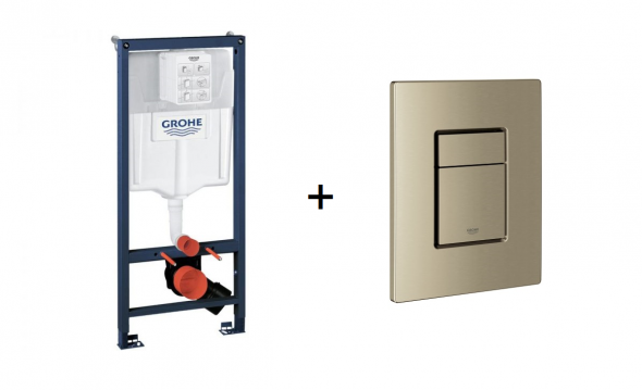Stelaż Grohe Rapid SL do WC ściennego 38536001 + Przycisk uruchamiający Grohe Skate Cosmopolitan brushed nickel 38732EN0