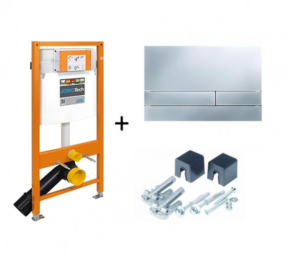 Stelaż podtynkowy do WC + przycisk spłukujący Exclusive 2.0 chrom/mat + wsporniki Jomo Jomotech 174-91101100-00