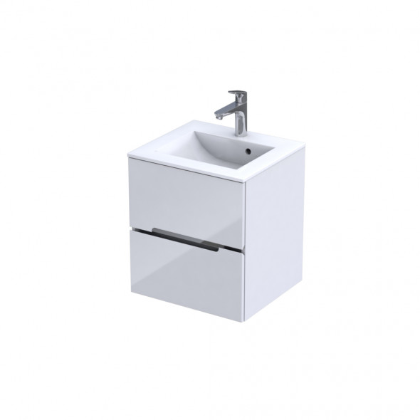 Szafka podumywalkowa 50 cm Oristo Silver wisząca 2 szuflady biały połysk  OR33-SD2S-50-1