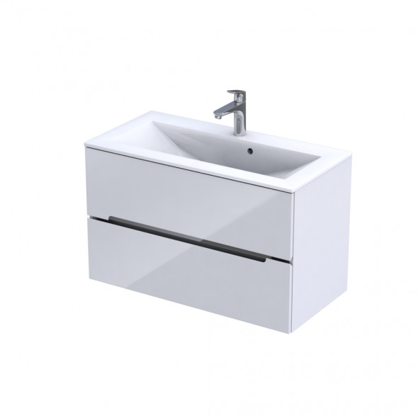 Szafka podumywalkowa 90 cm Oristo Silver wisząca 2 szuflady biały połysk  OR33-SD2S-90-1