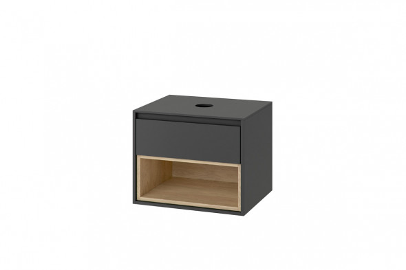 Szafka wisząca podumywalkowa z blatem Excellent Tuto 80 cm szary/dąb MLEX.0102.800.GRBL