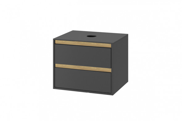 Szafka z blatem pod umywalkę nablatową Excellent Tuto 60 cm płyta meblowa Szary/Dąb 2 szuflady MLEX.0104.600.GRBL