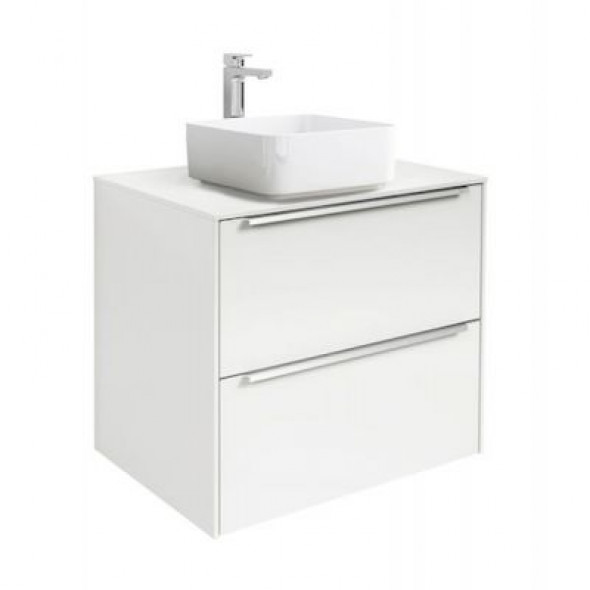 Szafka z blatem pod umywalkę, nablatowa Roca Inspira 60x55,4 cm z 2 szufladami (szafka + blat), Biały połysk A851079806