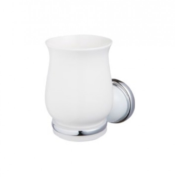 Szklanka z podstawką Grenada BF chrom/biały 06904