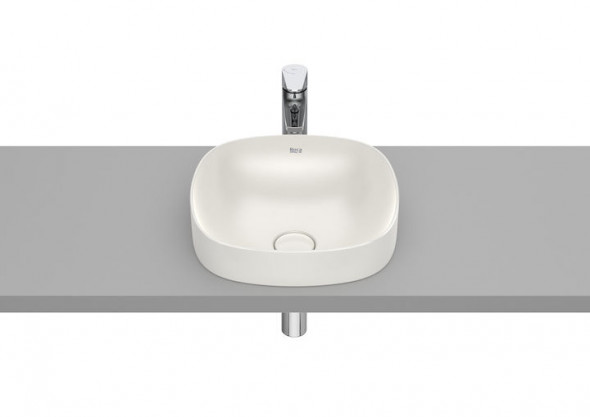 Umywalka blatowa cienkościenna Roca Inspira 37×37 cm Soft FINECERAMIC® beżowy A32750R650